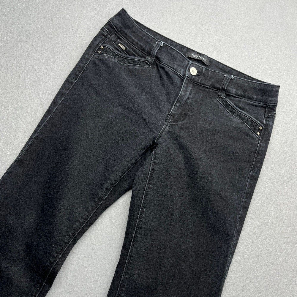 White House Black Market Modern Flare Jeans Black 6R Studded Y2K Boho Mid Rise